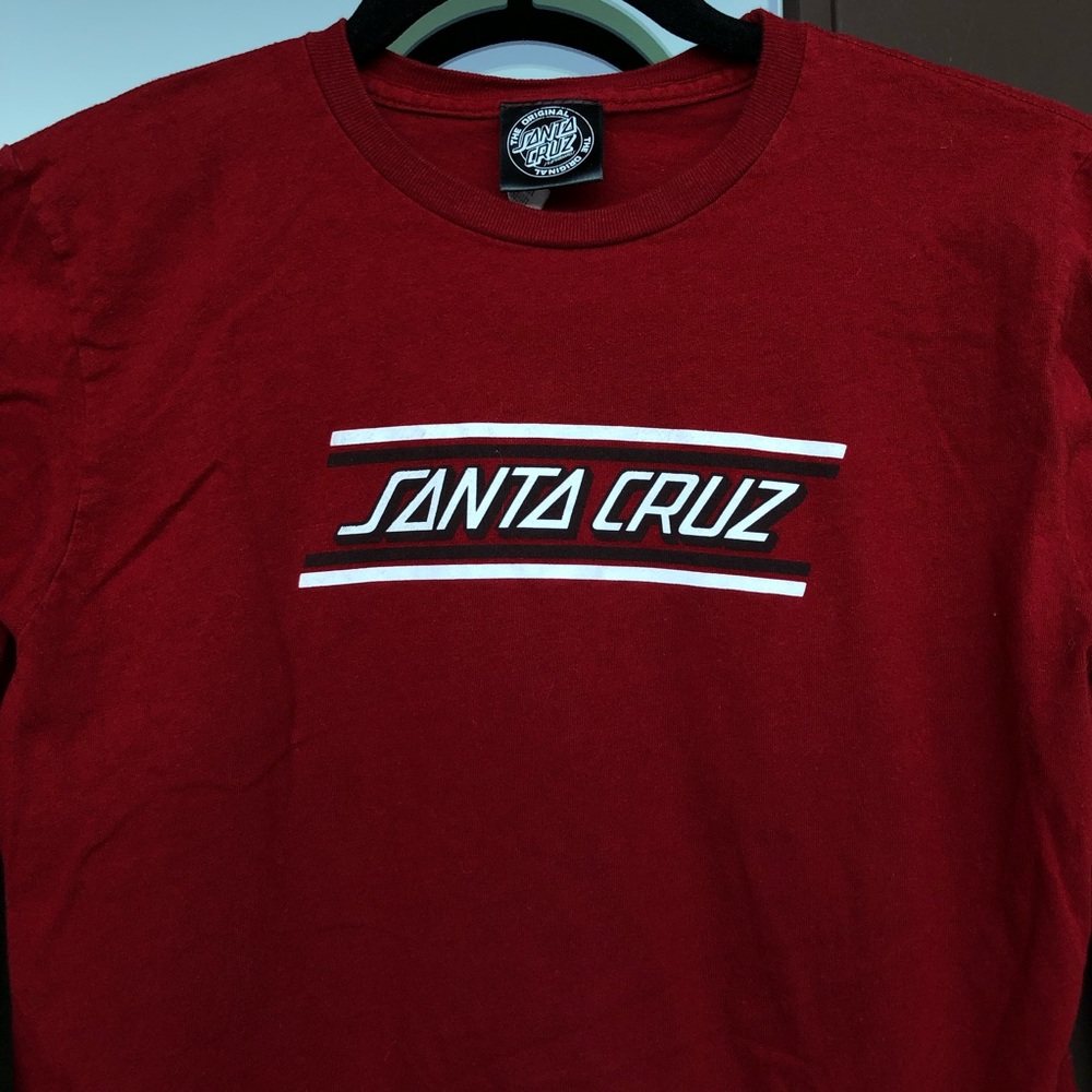 Santa Cruz Red Checked Long Sleeve T-Shirt Youth M